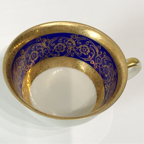 Vintage West Germany Alka Kunst Kronach Bavaria Teacup Gold Gilt Cobalt Blue - Picture 7 of 12